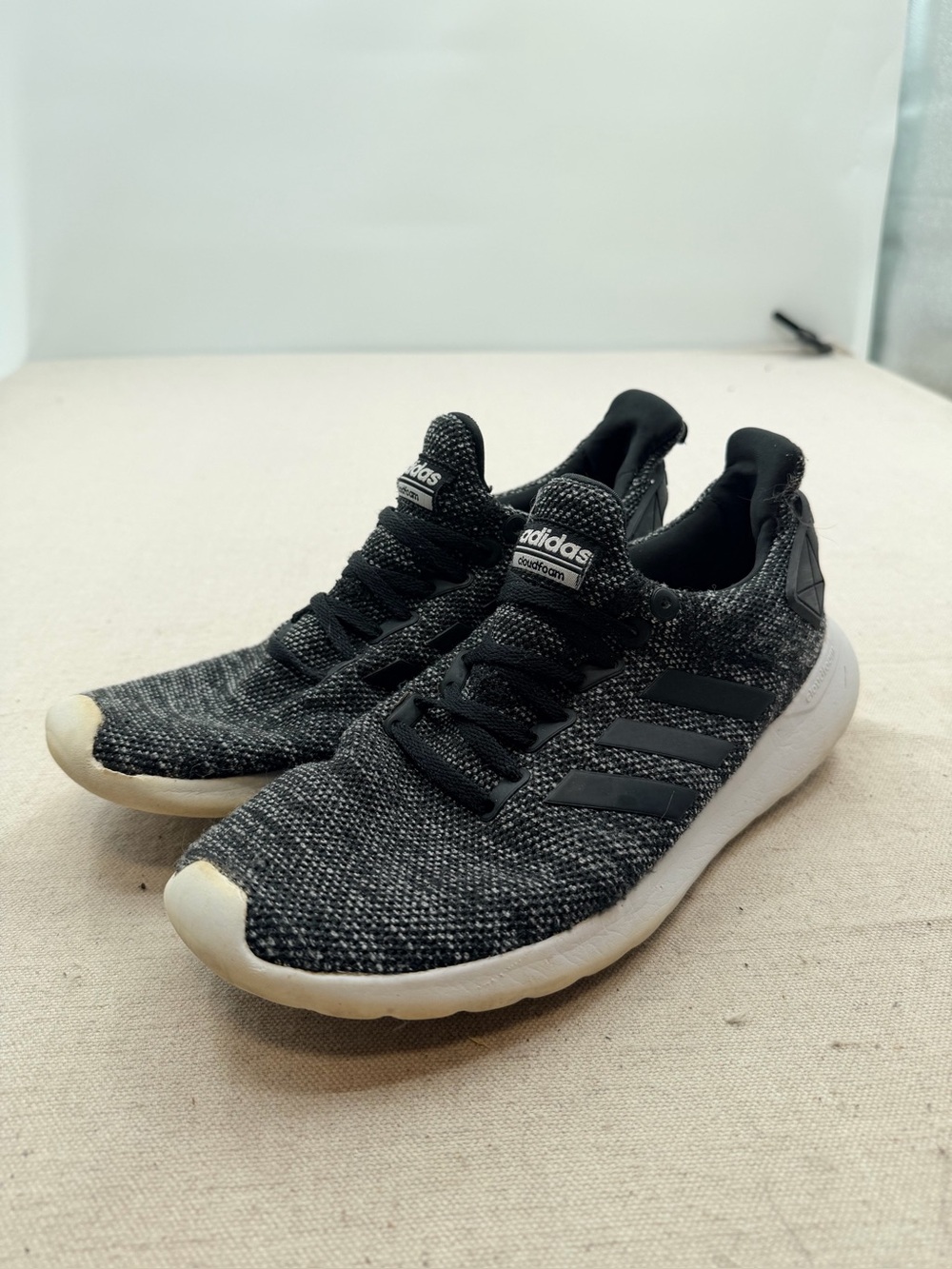 adidas Black and White Knit Running Sneakers